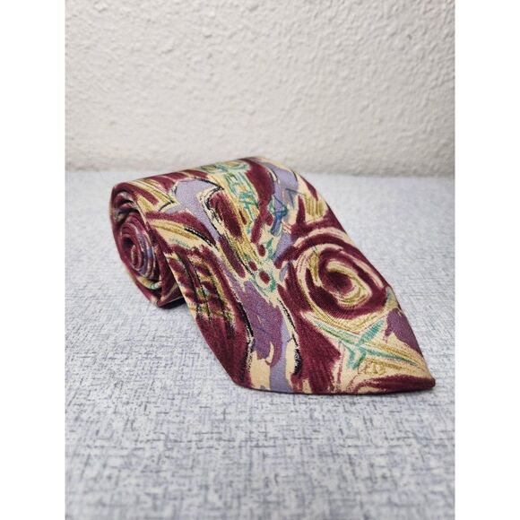 Nino Cerruti Other - Nino Cerruti Handmade Silk Crepe Mens Tie Abstract Multicolor 58in Long